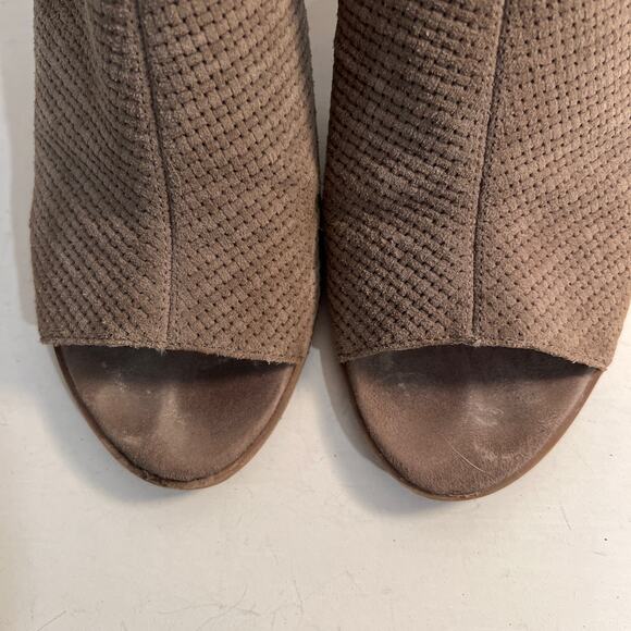 FRANCO SARTO Leather Suede Tan Brown Open Toe 3" Block Heels size 7.5 - Picture 3 of 9